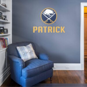Buffalo Sabres: Stacked Personalized Name - Officially Licensed NHL Transfer Decal in Yellow by Fathead | Vinyl