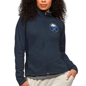 Women's Antigua Heather Navy Buffalo Sabres Primary Logo Course Full-Zip Jacket