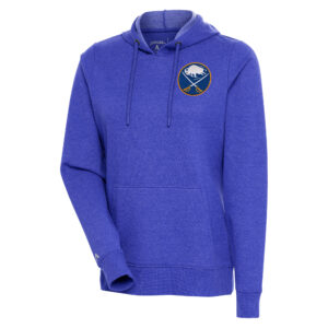 Women's Antigua Heather Royal Buffalo Sabres Action Chenille Pullover Hoodie