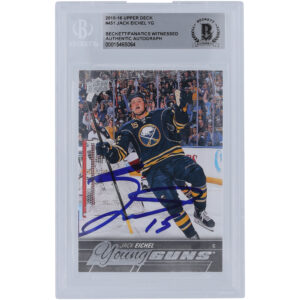 Jack Eichel Buffalo Sabres Autographed 2015-16 Upper Deck Young Guns #451 Beckett Fanatics Witnessed Authenticated Rookie Card