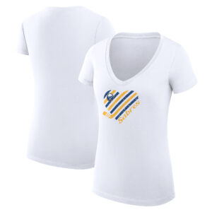 Women's G-III 4Her by Carl Banks White Buffalo Sabres Heart V-Neck T-Shirt